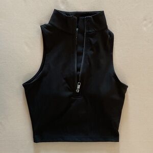 BALANCE ATHLETICA Black Half Zipper Workout Tank Top, Small